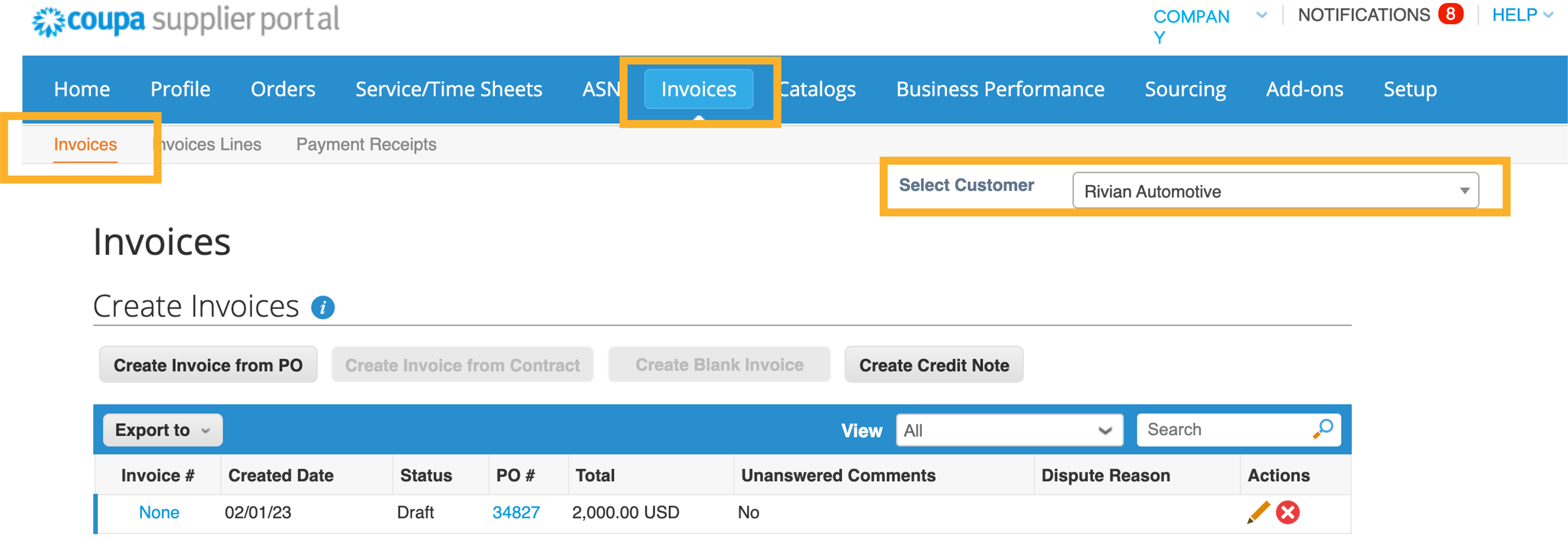Manage Invoices